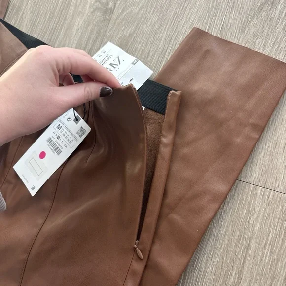 Zara brown High-Rise Leggings - Picture 4 of 6